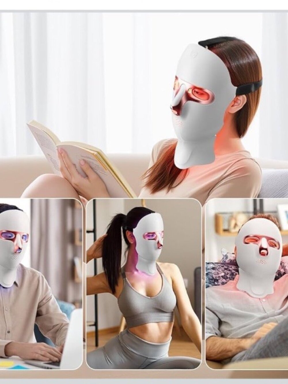 Cordless LED Face and Neck Mask 7 Color Light Therapy Red Light Rechargable - Picture 9 of 9